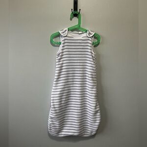 Nordstrom Baby White & Grey Striped Fleece Sleep Sack 0-12 months NWOT